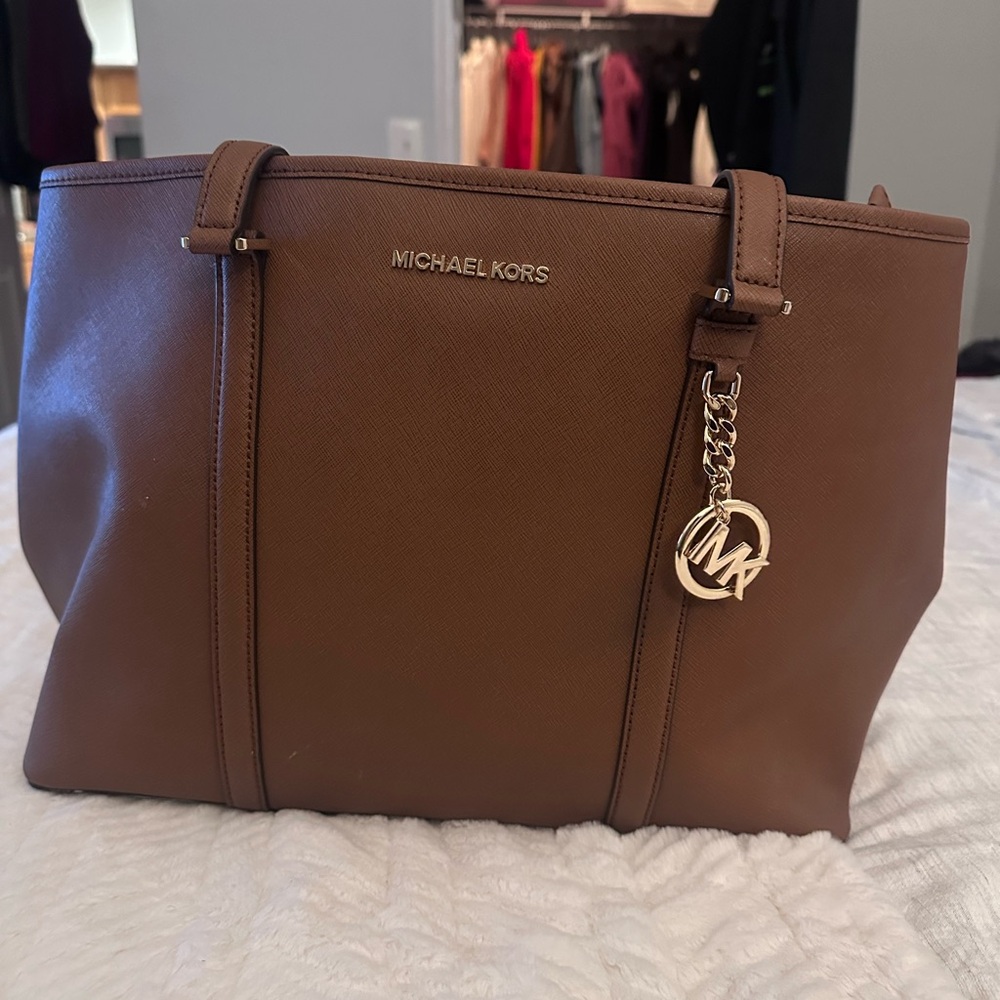 Michael Kors Tan Leather Tote with Gold Accents